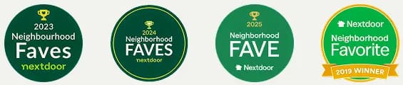 Nextdoor Neighborhood Favorite award badges 2019 to 2025