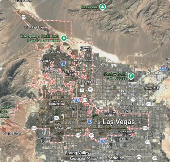 Map of the Las Vegas service area